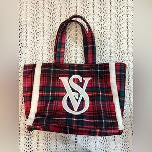 Victoria Secret Red Plaid Tote Bag
